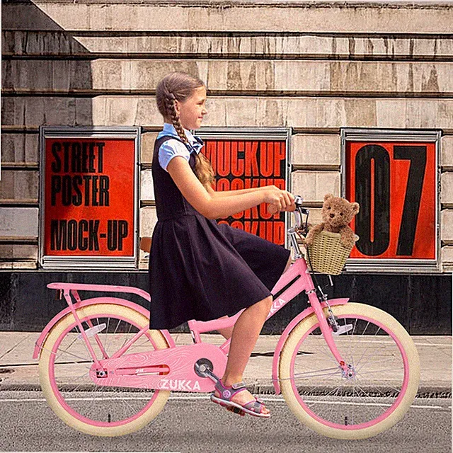 20inch Kids Bike Single Speed Comfort Riding with Basket for 7-10 Year Old Pink